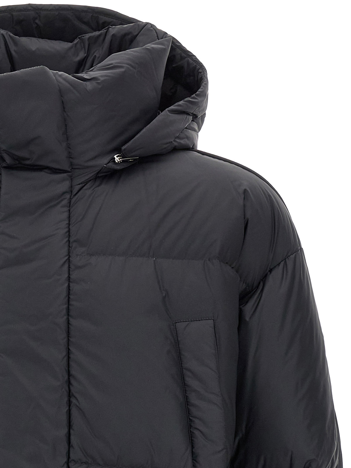 LAMINAR Schwarze Polyamid-Jacke in voller Länge