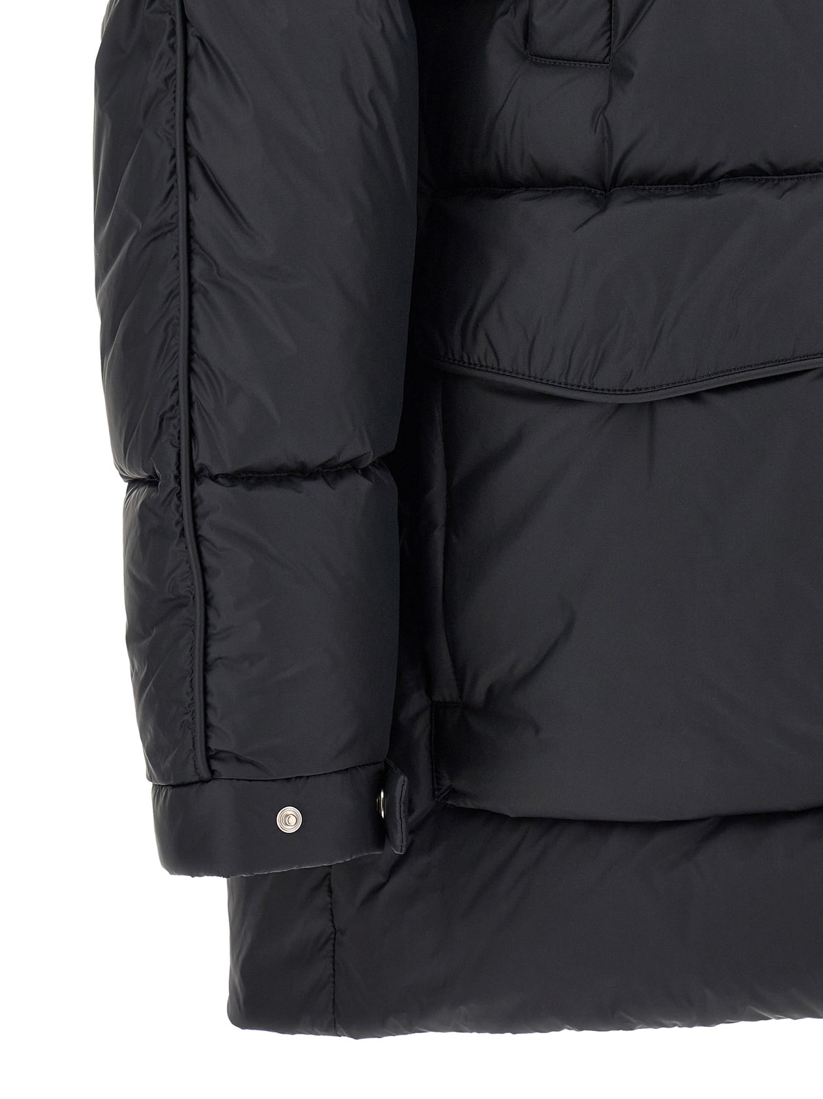 LAMINAR Schwarze Polyamid-Jacke in voller Länge