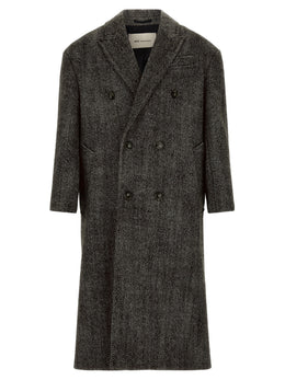 Ami Paris Schwarzer Wollmantel aus reiner Schurwolle