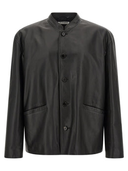 Jil Sander Schwarze Lederjacke aus Kalbsleder