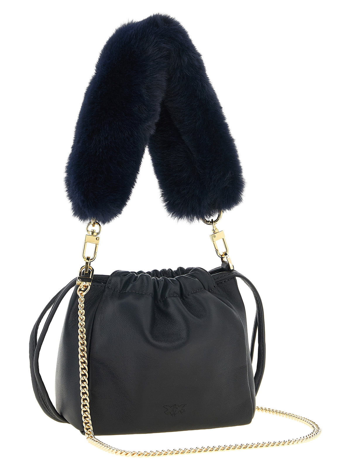PINKO Schultertasche aus blauem Lammleder