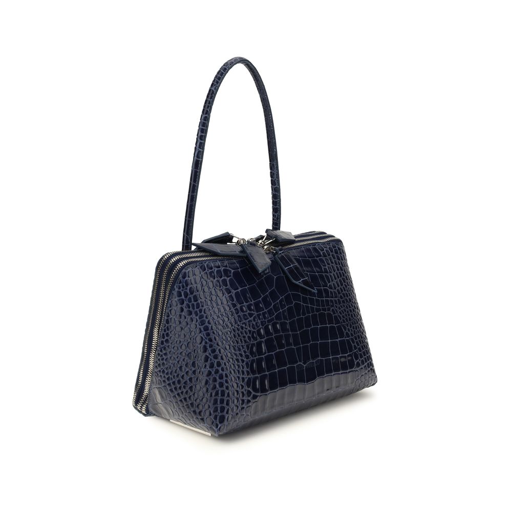 The Attico Schultertasche aus blauem Kalbsleder Bos Taurus