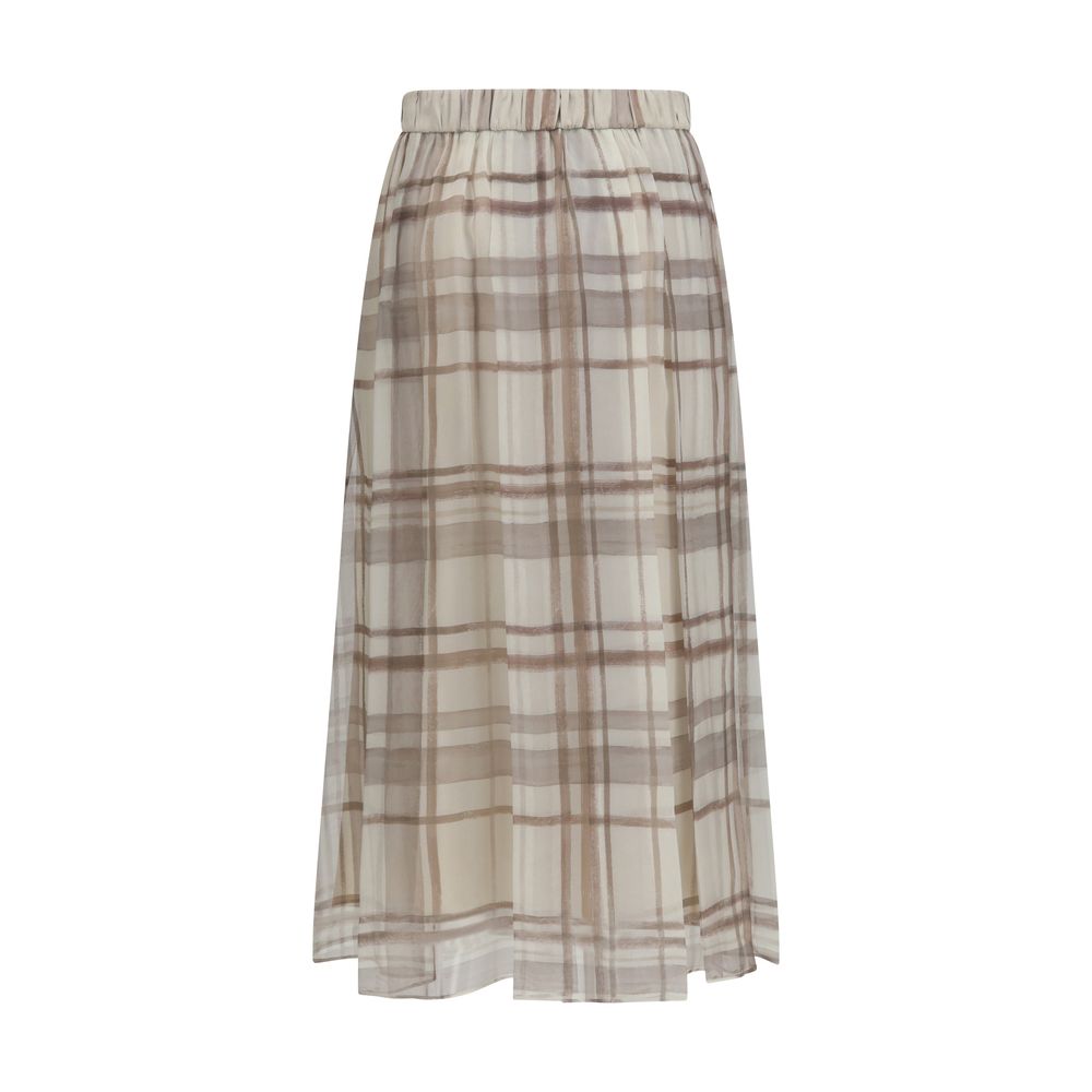 Brunello Cucinelli Beige Seiden-Midirock