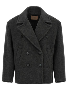 Twinset Grauer Wollmantel
