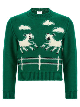 Moschino Zweifarbige Strickjacke aus reiner Schurwolle