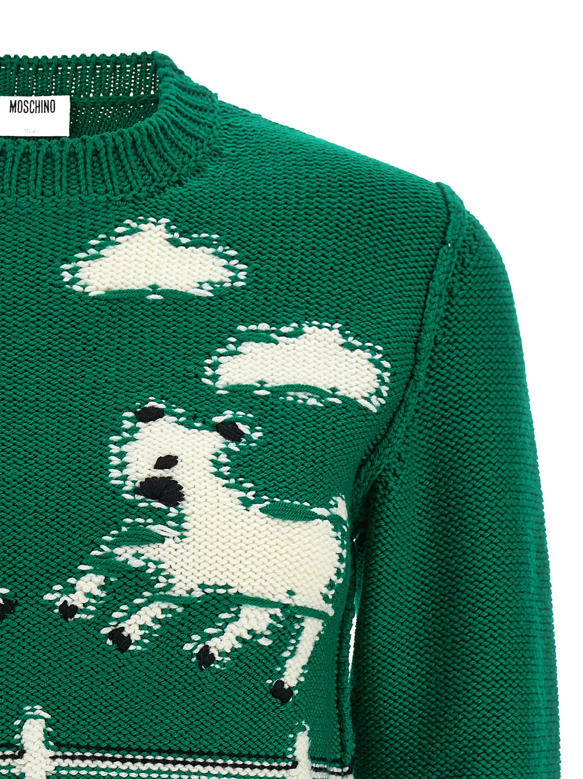 Moschino Zweifarbige Strickjacke aus reiner Schurwolle
