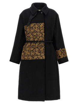 Dries Van Noten Schwarzer Wollmantel
