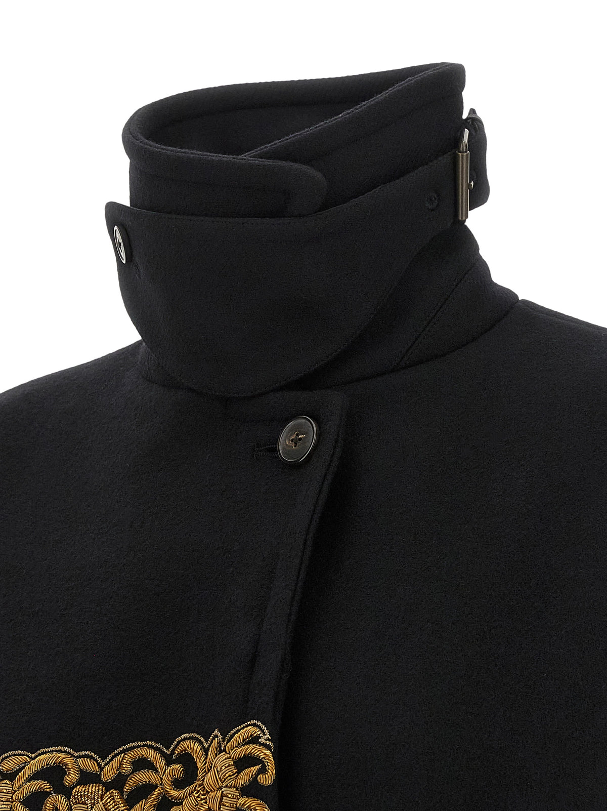 Dries Van Noten Schwarzer Wollmantel
