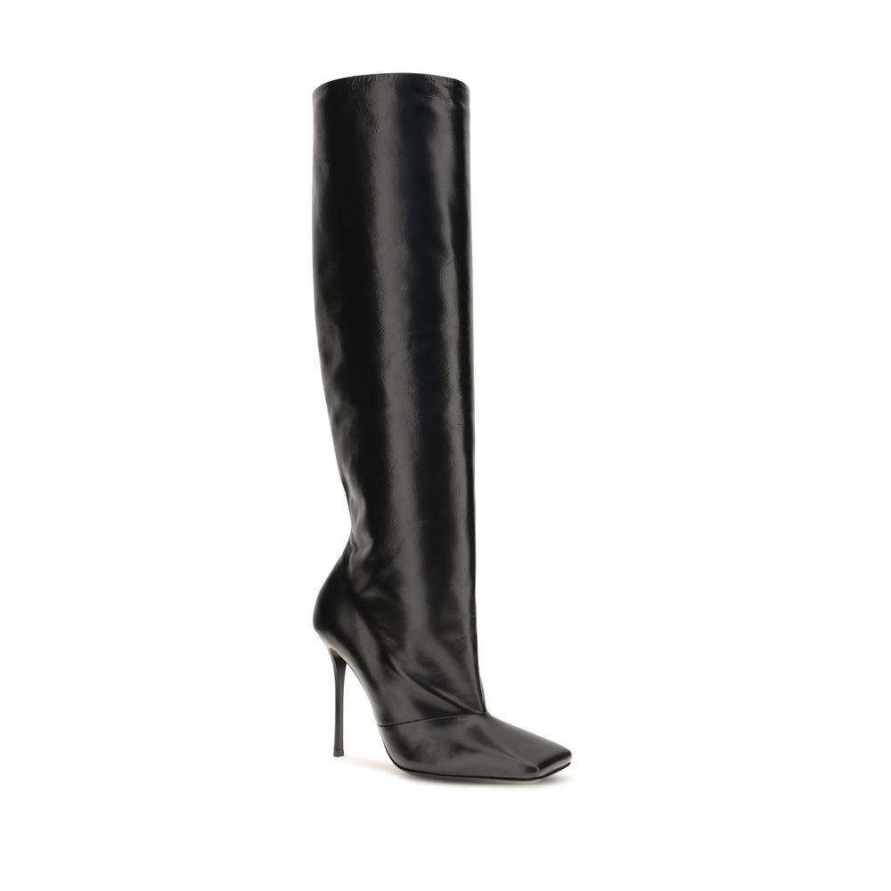 Dolce & Gabbana Schwarze Kalbsleder Bos Taurus High Heel Stiefel
