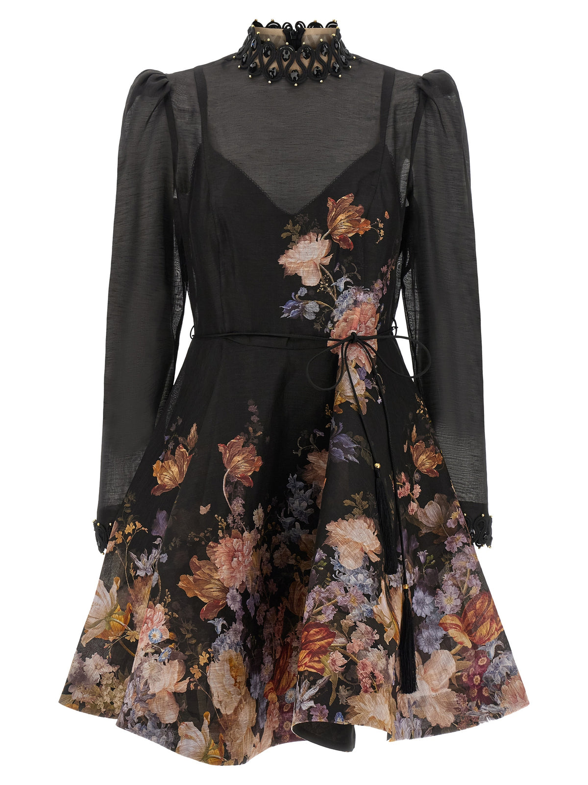 Zimmermann Kurzes mehrfarbiges Leinenkleid