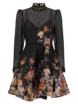 Zimmermann Kurzes mehrfarbiges Leinenkleid