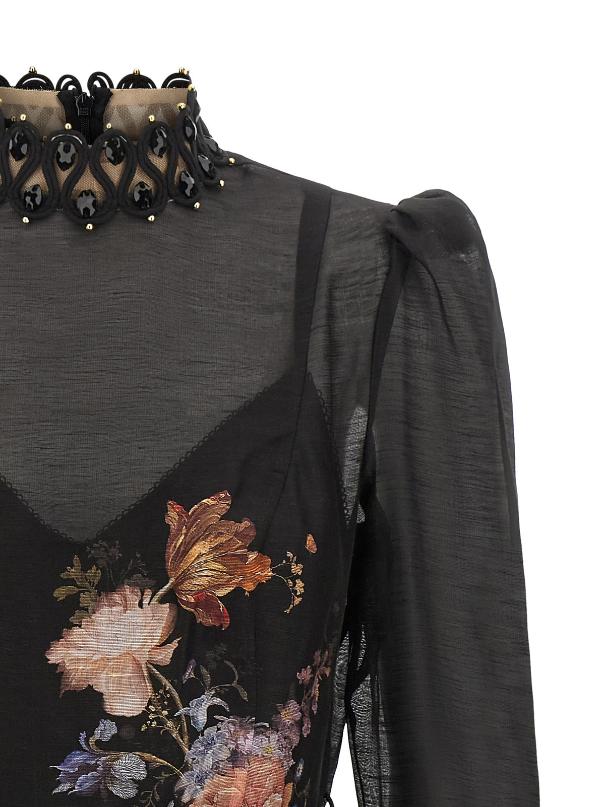 Zimmermann Kurzes mehrfarbiges Leinenkleid