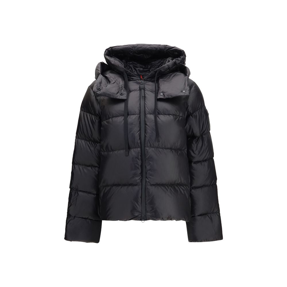 Peuterey Schwarze Polyamid-Jacke in voller Länge