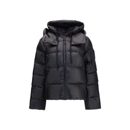 Peuterey Schwarze Polyamid-Jacke in voller Länge