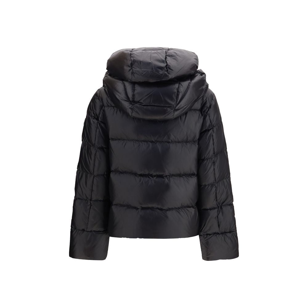 Peuterey Schwarze Polyamid-Jacke in voller Länge