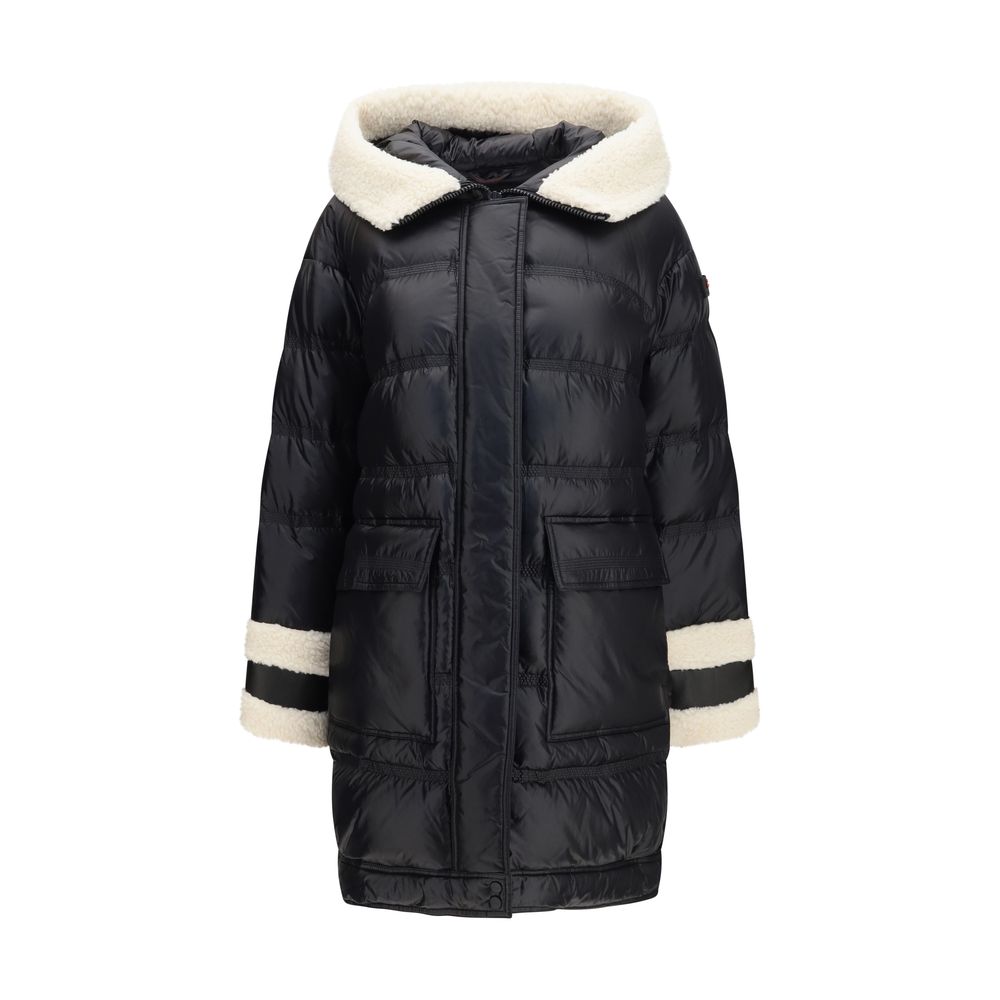 Peuterey Schwarze Polyamid-Jacke in voller Länge