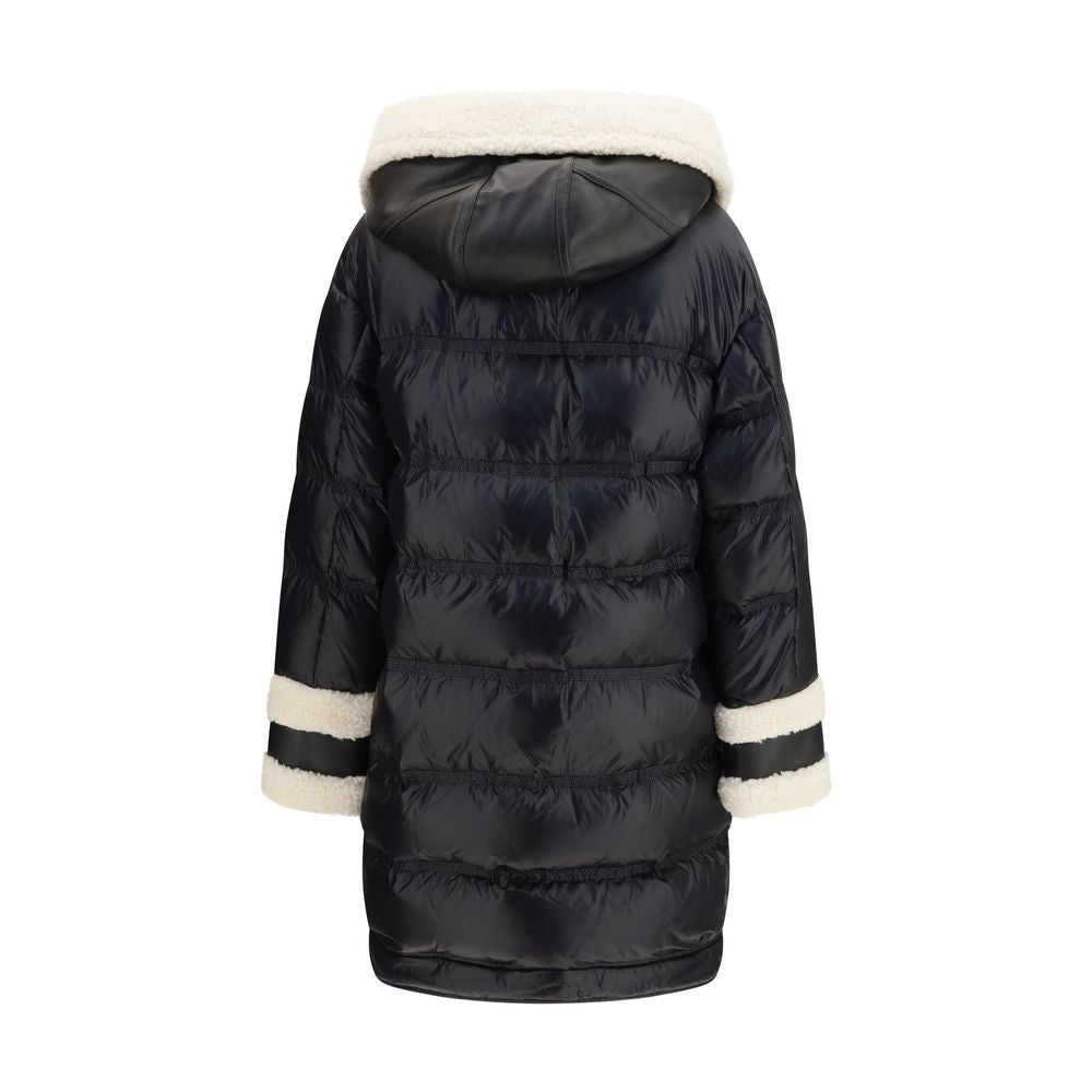 Peuterey Schwarze Polyamid-Jacke in voller Länge