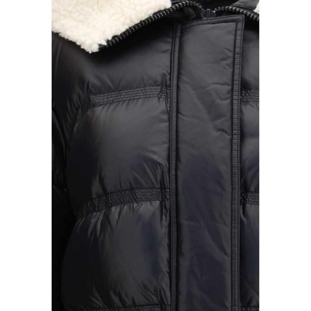 Peuterey Schwarze Polyamid-Jacke in voller Länge