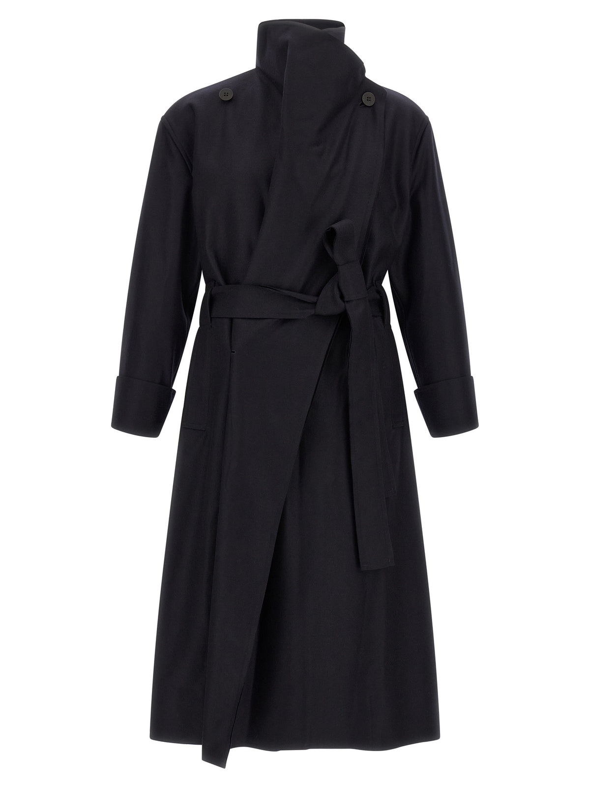 Issey Miyake Schwarzer Wollmantel