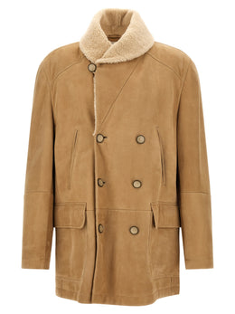 Brunello Cucinelli Beige Lammleder Lederjacke