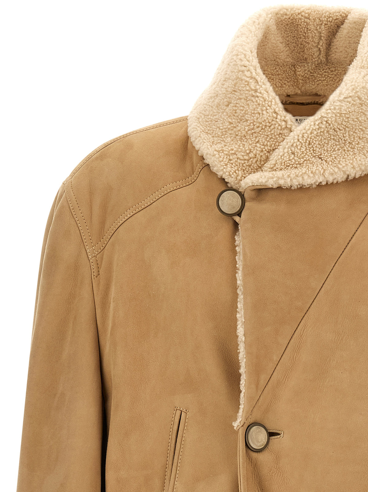 Brunello Cucinelli Beige Lammleder Lederjacke