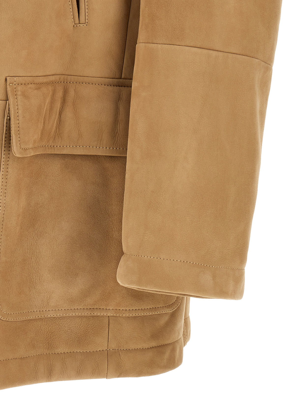 Brunello Cucinelli Beige Lammleder Lederjacke