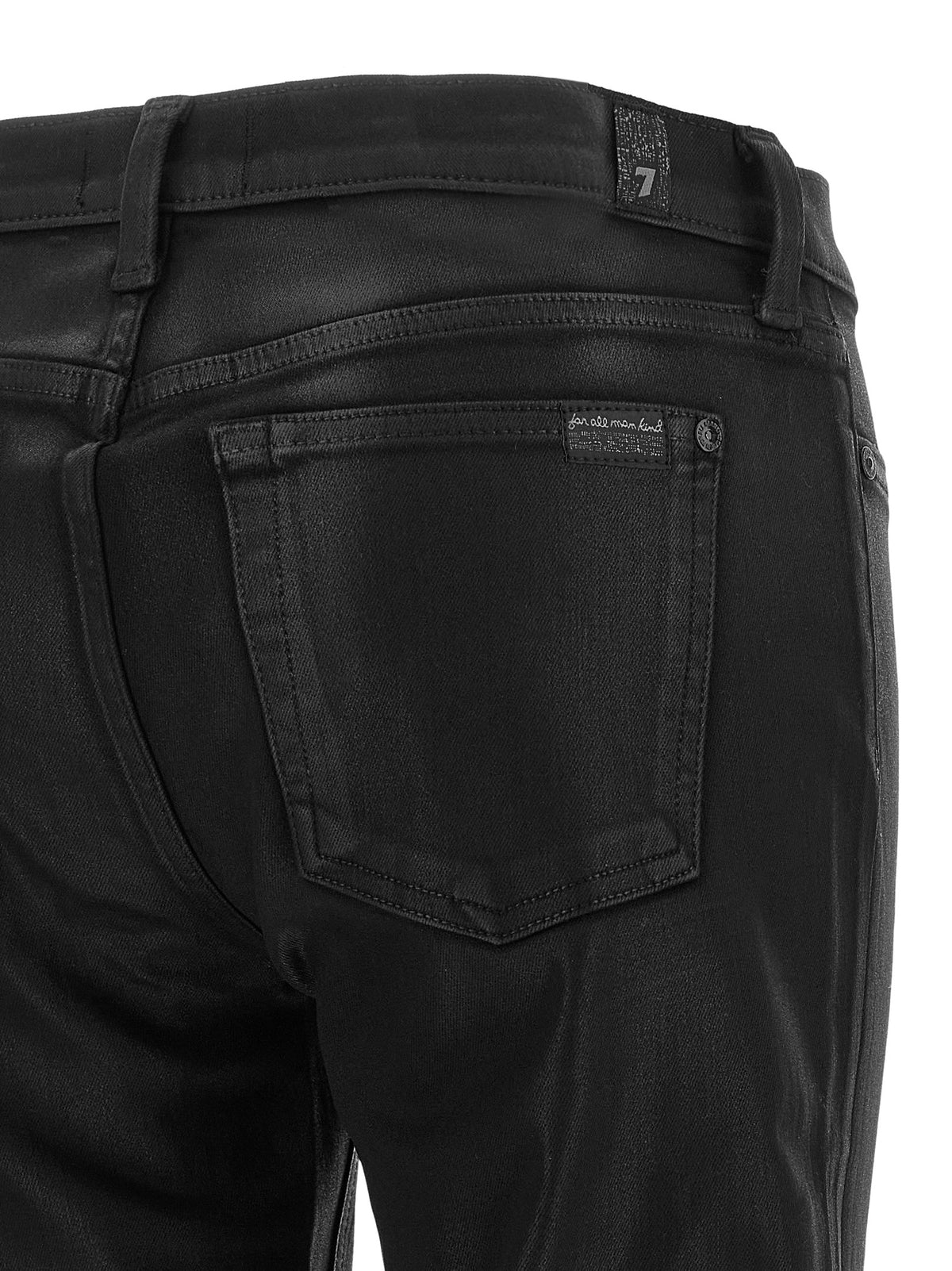 7 For All Mankind Schwarze Cropped Jeans aus Baumwolle