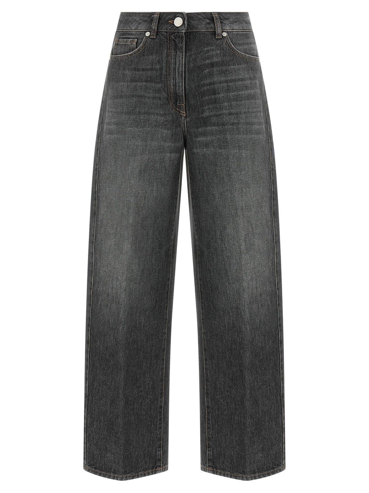 Peserico Graue High-Waist-Jeans aus Baumwolle
