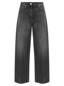 Peserico Graue High-Waist-Jeans aus Baumwolle