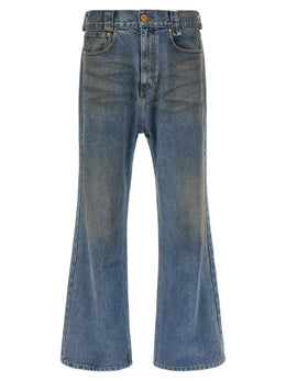 WILLY CHAVARRIA Blaue Baumwoll-Jeans mit ausgestelltem Bein