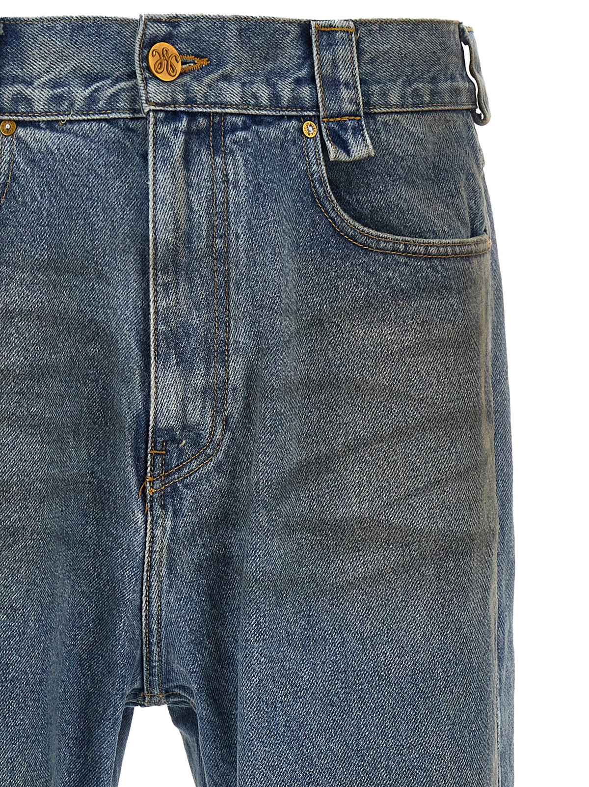 WILLY CHAVARRIA Blaue Baumwoll-Jeans mit ausgestelltem Bein