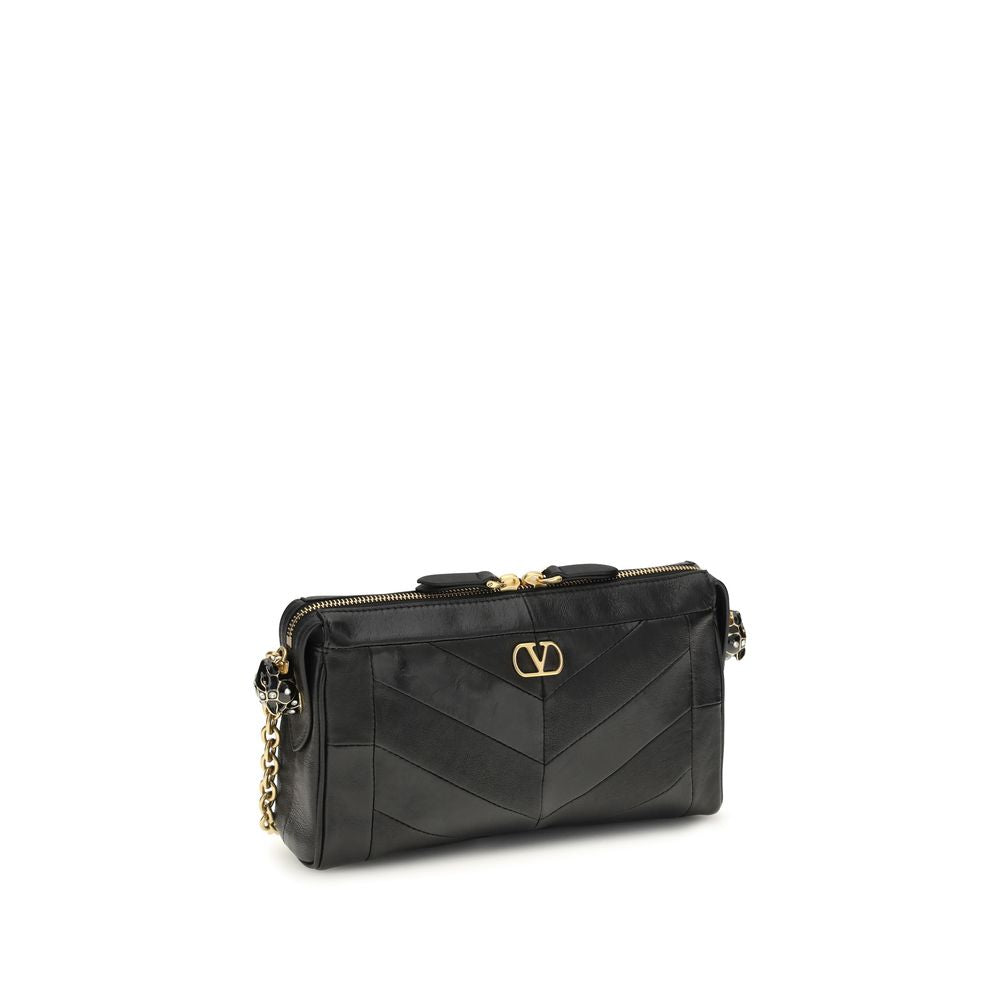 Valentino Garavani Schwarze Napa-Leder / Kalbsleder Schultertasche