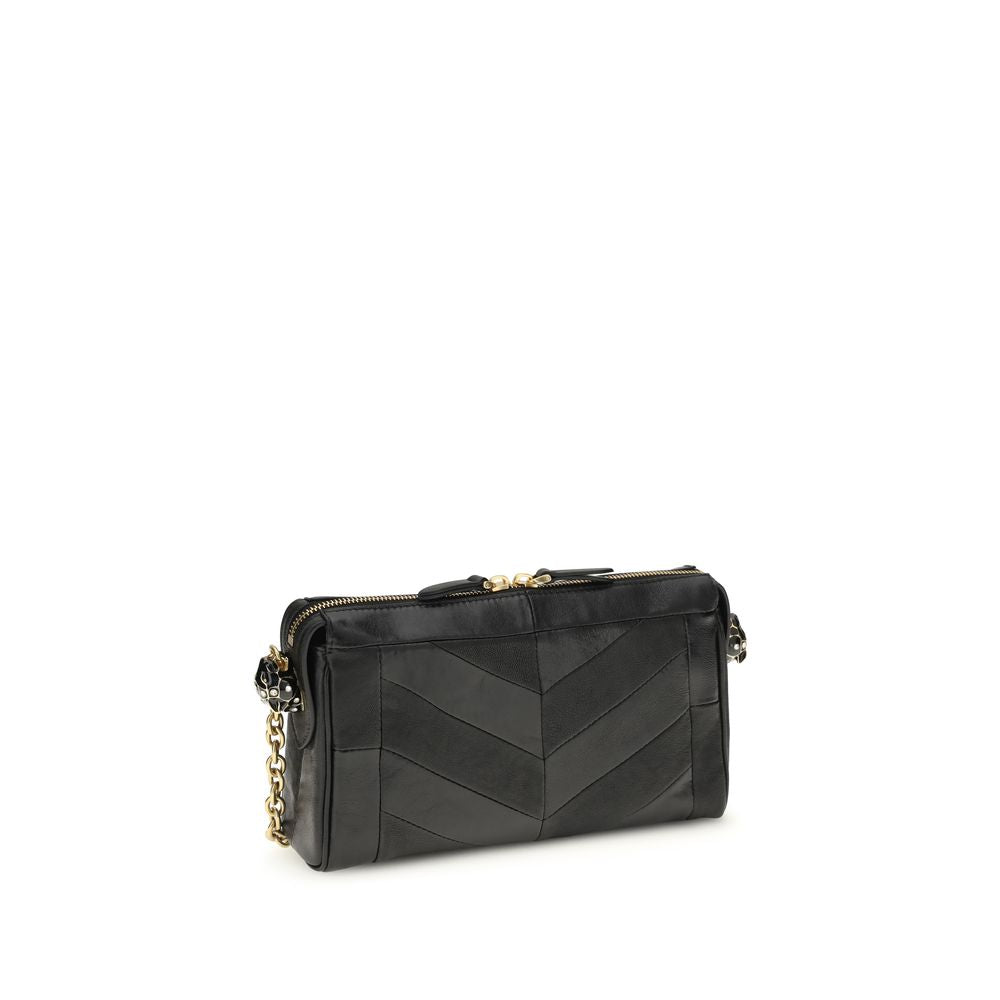 Valentino Garavani Schwarze Napa-Leder / Kalbsleder Schultertasche