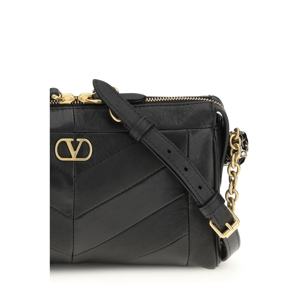 Valentino Garavani Schwarze Napa-Leder / Kalbsleder Schultertasche
