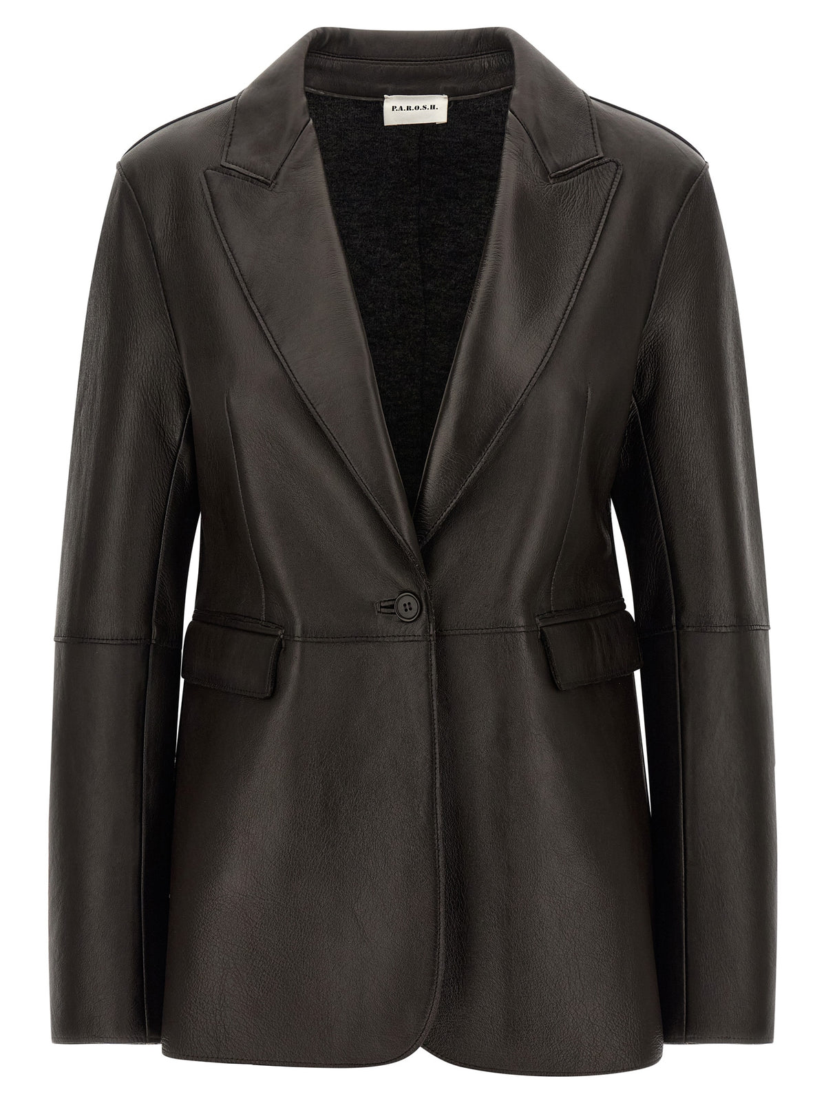 P.A.R.O.S.H. Schwarzer Blazer aus Lammleder