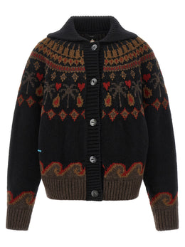 Alanui Mehrfarbige Strickjacke aus reiner Schurwolle