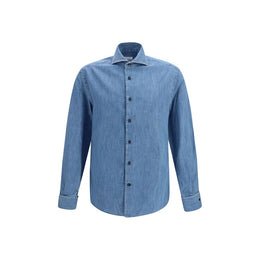 Brunello Cucinelli Blaues Denim-Hemd