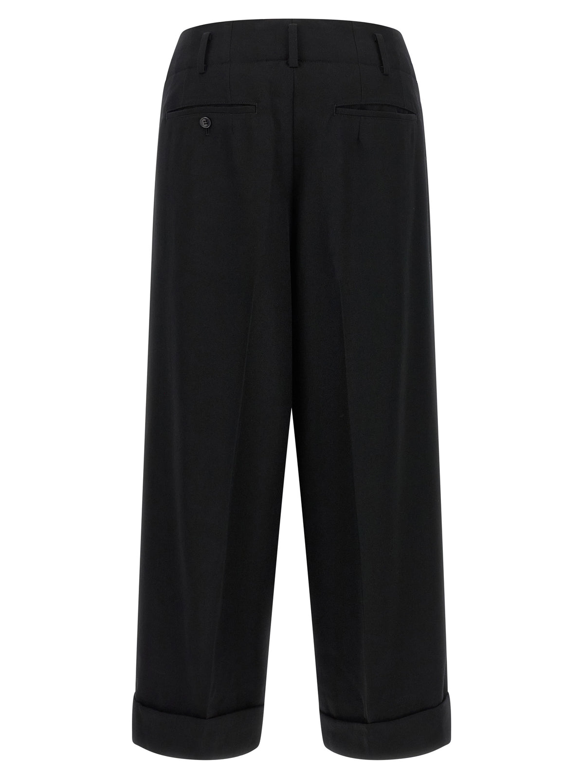 Comme Des Garçons Schwarze Cropped Hose aus Wolle