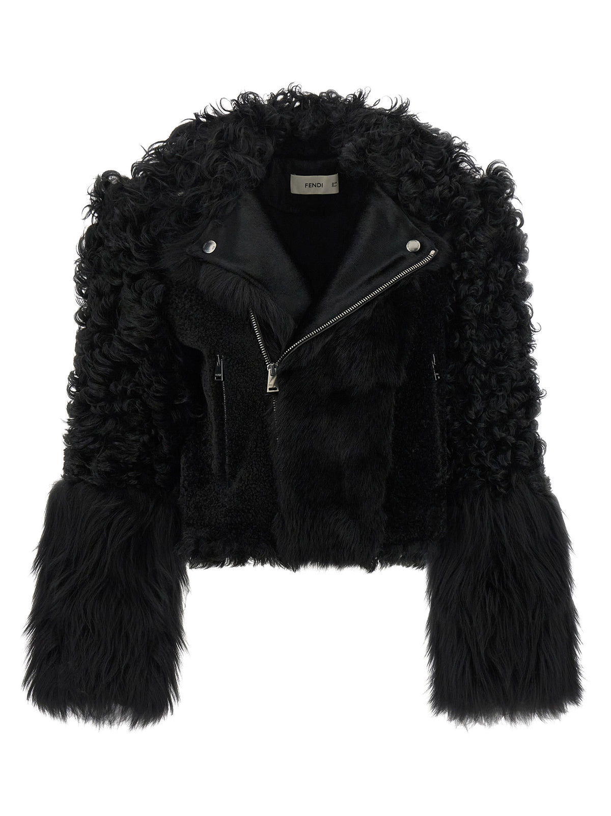 Fendi Schwarze Bikerjacke aus Lammleder