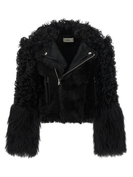 Fendi Schwarze Bikerjacke aus Lammleder