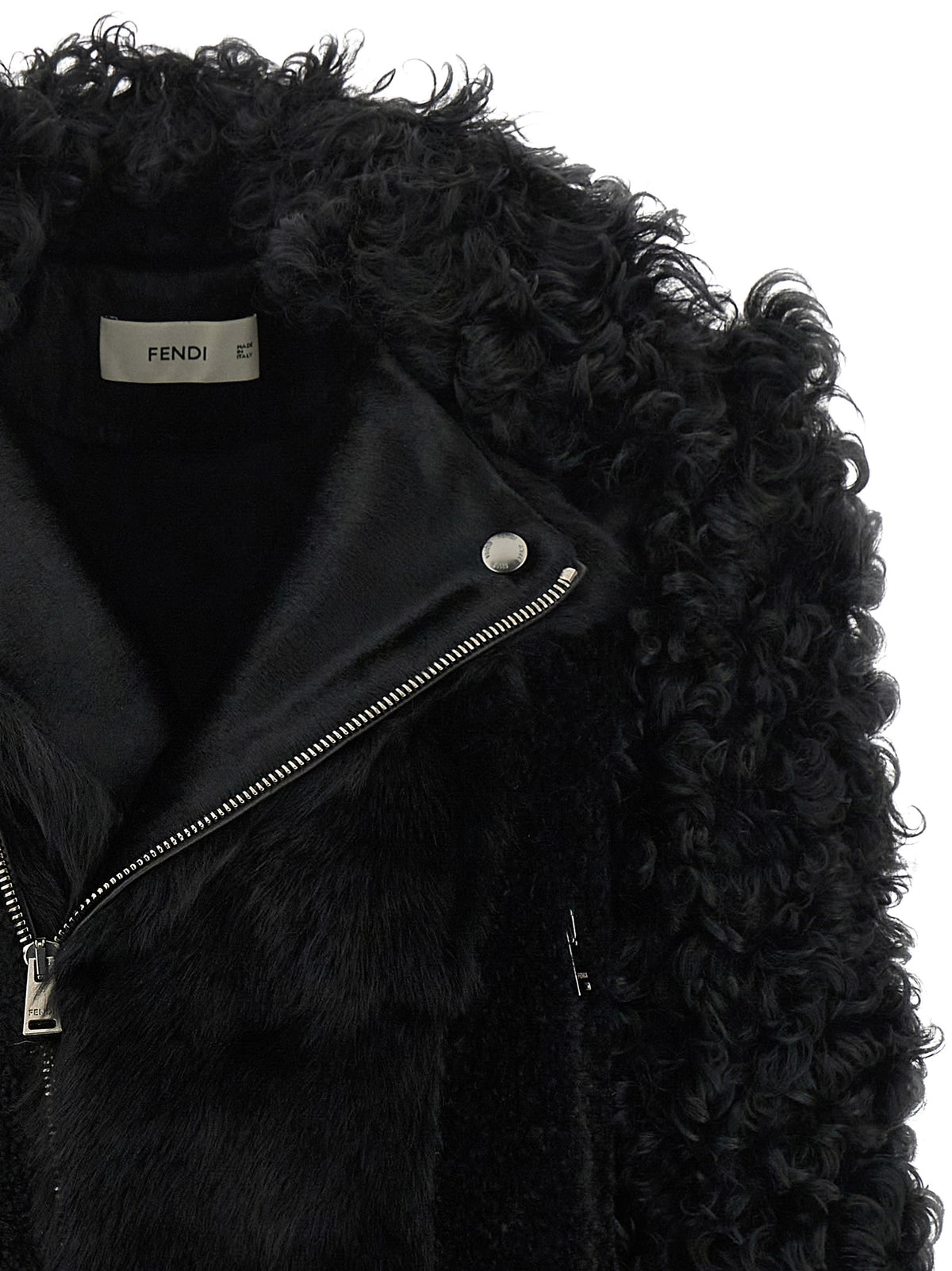 Fendi Schwarze Bikerjacke aus Lammleder
