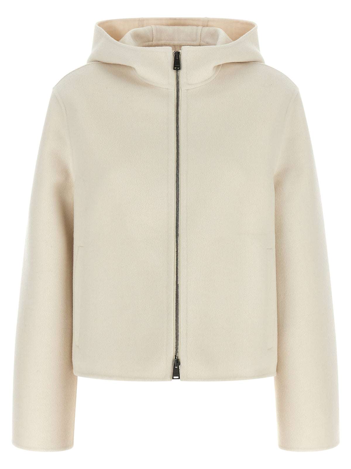 Fendi Weiße Jacke aus reiner Schurwolle in voller Länge