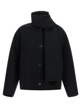 'S Max Mara Schwarze Wolljacke in voller Länge