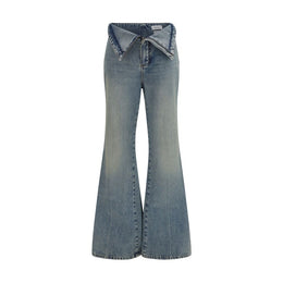 Alexander McQueen Blaue Baumwoll-Jeans mit ausgestelltem Bein