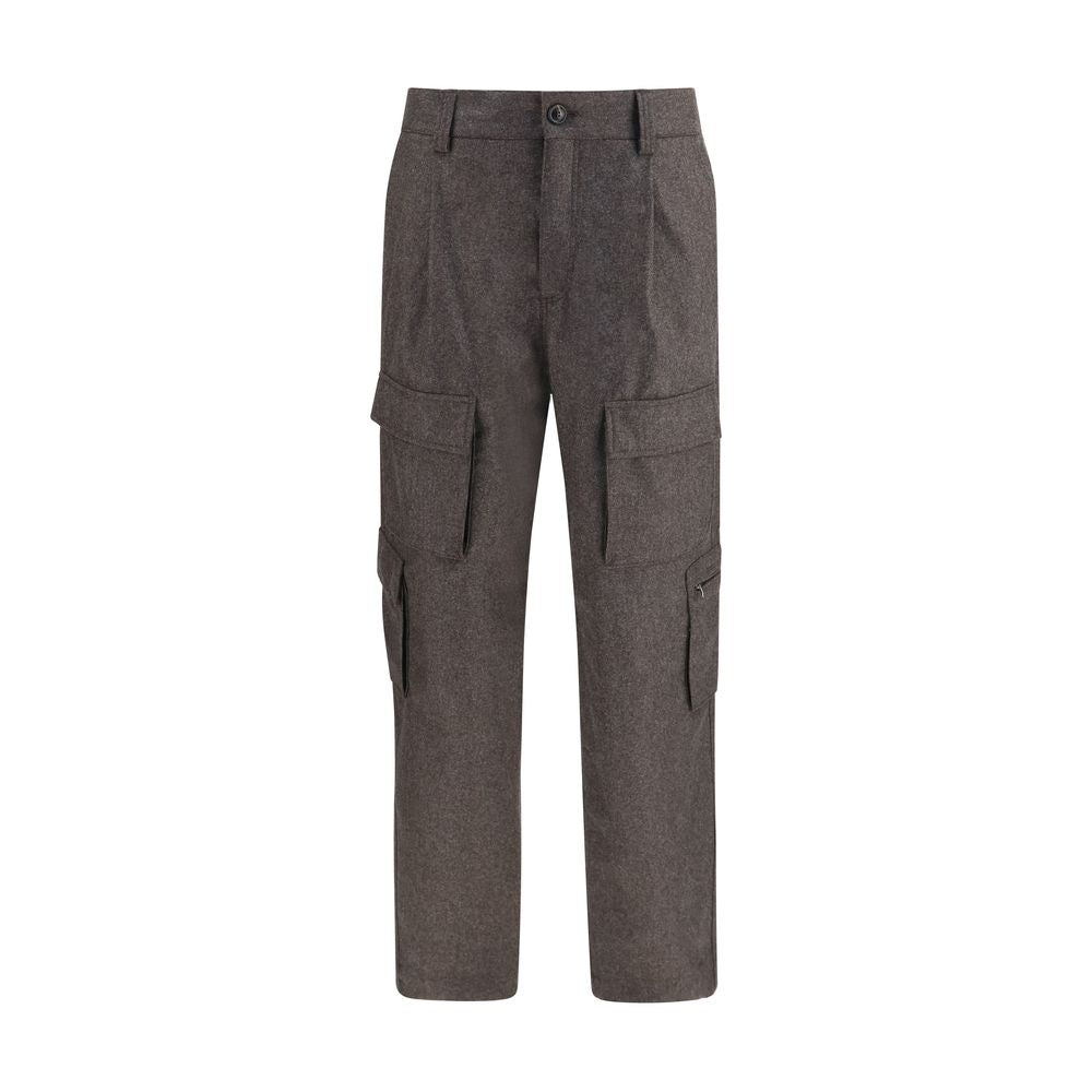 Brunello Cucinelli Braune Cargo-Hose aus Ovis Aries Wolle
