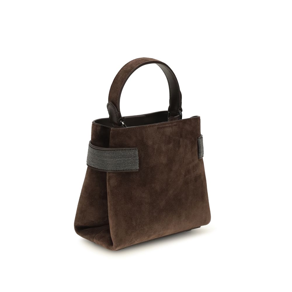 Brunello Cucinelli Braune Kalbsleder Bos Taurus Schultertasche