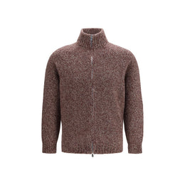 Brunello Cucinelli Bordeaux Woll Cardigan Oves Aries