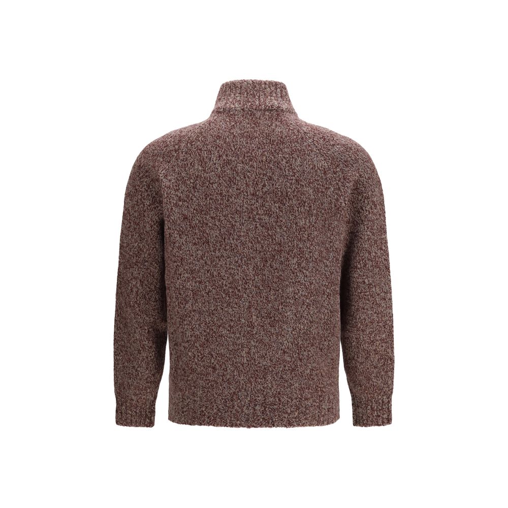 Brunello Cucinelli Bordeaux Woll Cardigan Oves Aries