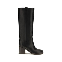 Brunello Cucinelli Schwarze Kalbsleder Bos Taurus High Heel Stiefel