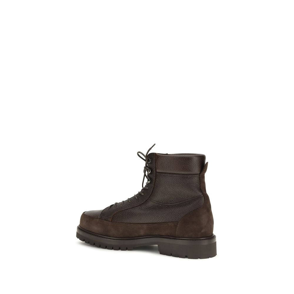 Brunello Cucinelli Braune Kalbsleder Bos Taurus Schnürstiefel